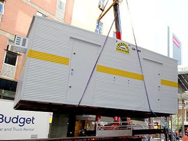 building being unloaded in the city